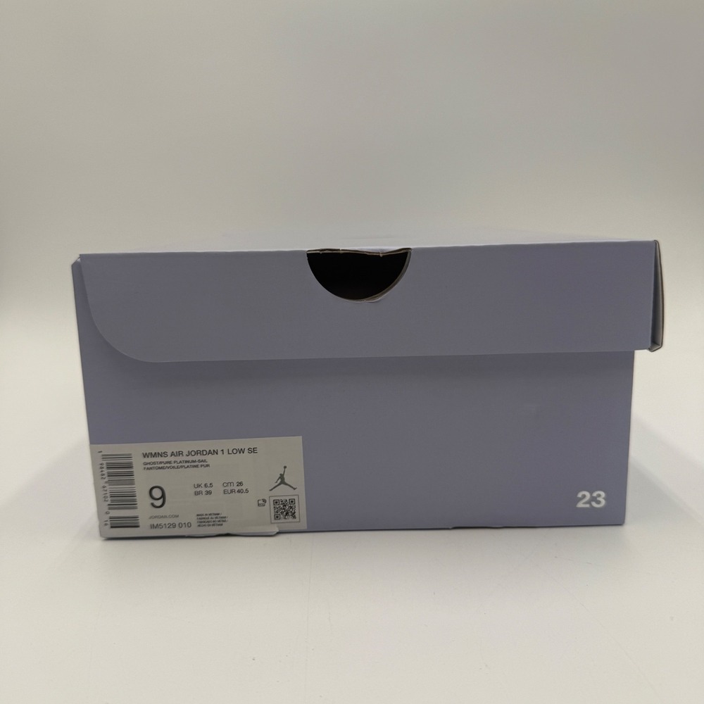 Nike Women's 9 Air Jordan 1 Low SE Ghost/Pure Platinum-Sail IM5129-010 NEW - Picture 7 of 7